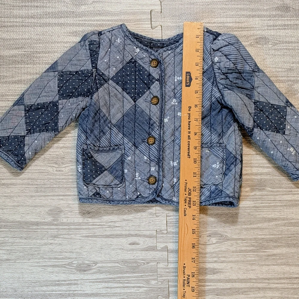 Vintage Kids Gap Quilted Patchwork Light Blue Denim Jacket/Coat, Cotton, EUC, 2T